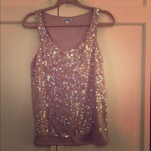 Express light pink sequins tank top